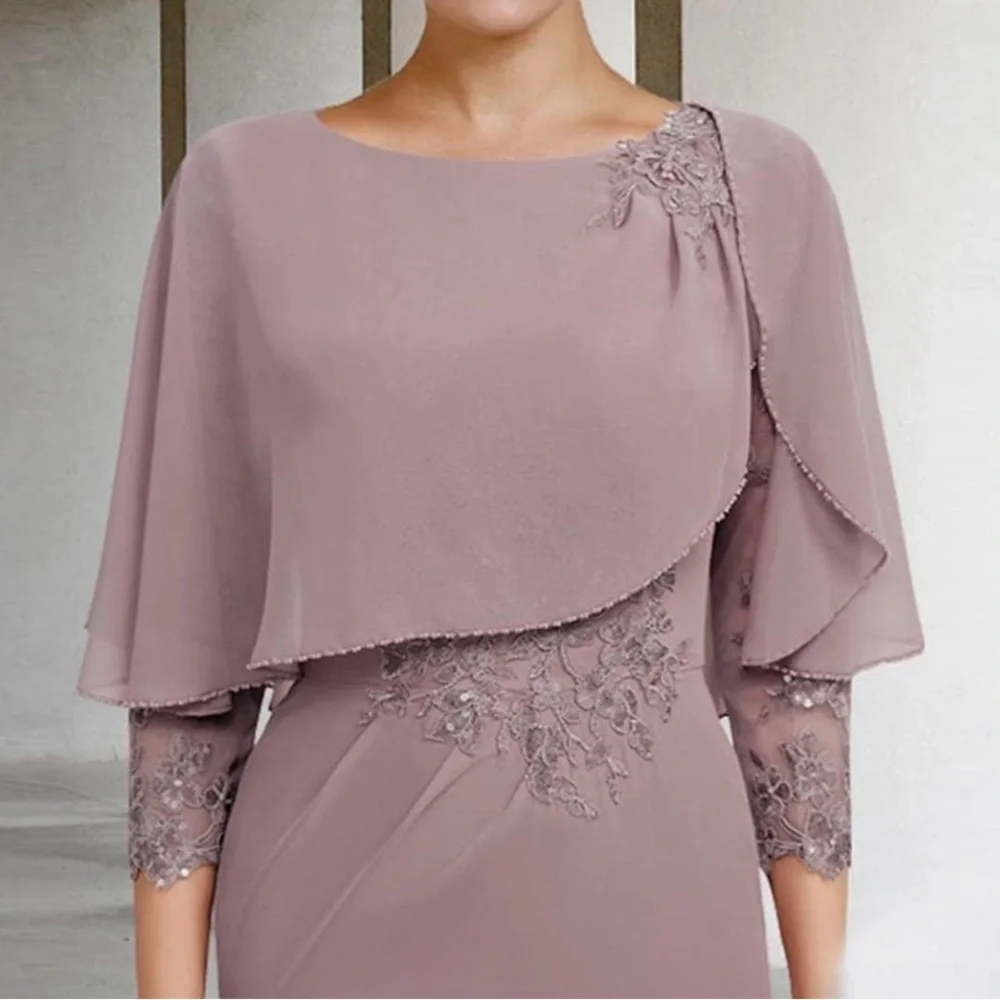 JJ’s house chiffon Mother of The Bride Dresses Applique Wedding Guest Gowns - Picture 2 of 10